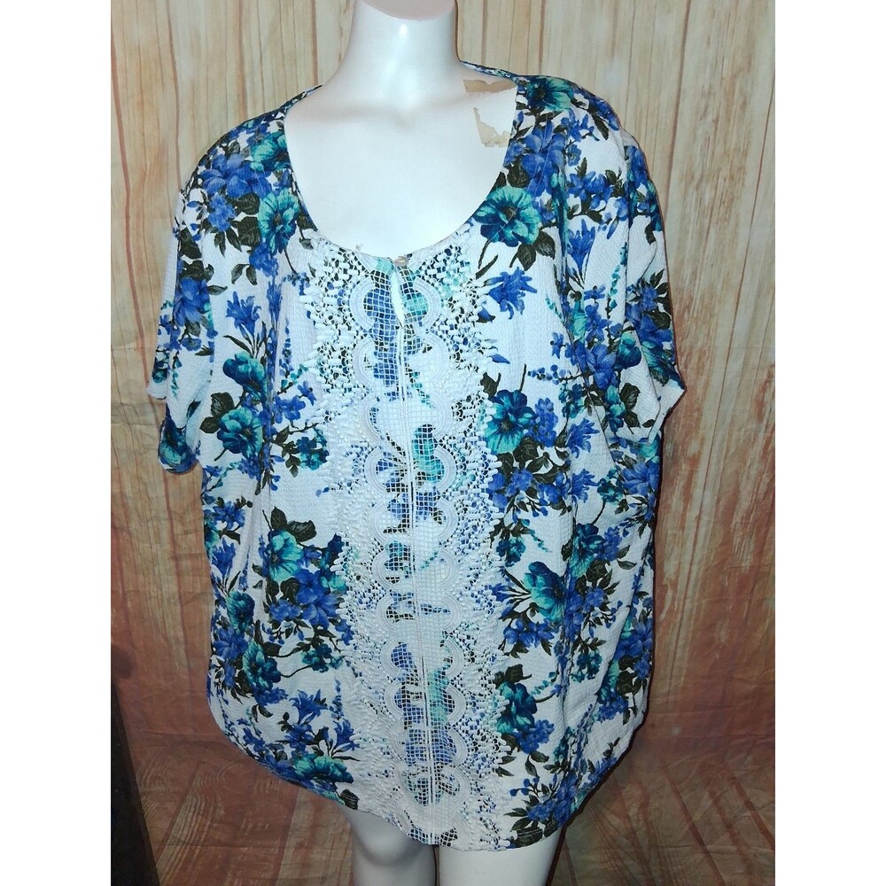 Thomas & Olivia Multicolor Floral Short Sleeve Blouse Sz 3X